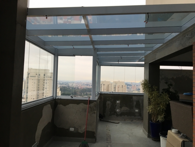 Cobertura de Vidro e Alumínio Conjunto Habitacional Palmares - Cobertura de Vidro para Porta de Entrada